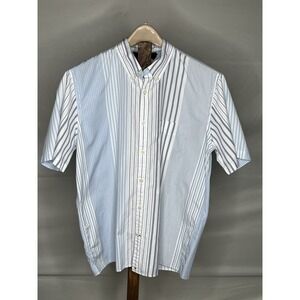 Tommy Hilfiger Men's Button Down Short Sleeve Blue Shirt Size Large